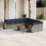 vidaXL 11-Piece Garden Lounge Set with Cushions, Black Poly Rattan