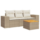 vidaXL 4-delige Loungeset met kussens poly rattan zwart
