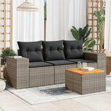 vidaXL 4-delige Loungeset met kussens poly rattan zwart
