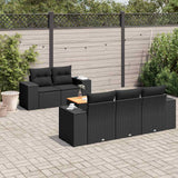 vidaXL 6-delige Loungeset met kussens poly rattan zwart