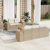 vidaXL 6-delige Loungeset met kussens poly rattan zwart