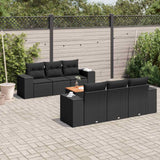 vidaXL 7-Piece Lounge Set with Cushions Poly Rattan Black