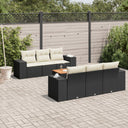 vidaXL 7-Piece Lounge Set with Cushions Poly Rattan Black