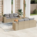 vidaXL 7-Piece Lounge Set with Cushions Poly Rattan Black