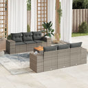 vidaXL 7-Piece Lounge Set with Cushions Poly Rattan Black