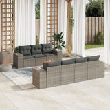 vidaXL 8-delige Loungeset met kussens poly rattan zwart