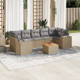 vidaXL 8-delige Loungeset met kussens poly rattan zwart