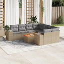 vidaXL 9-delige Loungeset met kussens poly rattan zwart