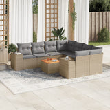 vidaXL 9-delige Loungeset met kussens poly rattan zwart