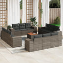 vidaXL 13-delige Loungeset met kussens poly rattan zwart