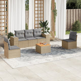 vidaXL 6-delige Loungeset met kussens poly rattan zwart