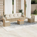 vidaXL 7-delige Loungeset met kussens poly rattan zwart