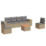 vidaXL 7-delige Loungeset met kussens poly rattan zwart