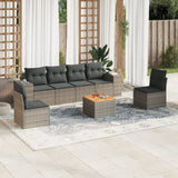 vidaXL 7-delige Loungeset met kussens poly rattan zwart