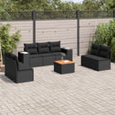 vidaXL 8-Piece Poly Rattan Lounge Set with Cushions Black