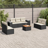 vidaXL 8-Piece Poly Rattan Lounge Set with Cushions Black