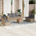 vidaXL 8-Piece Poly Rattan Lounge Set with Cushions Black