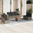 vidaXL 8-Piece Poly Rattan Lounge Set with Cushions Black