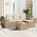 vidaXL 5-delige Loungeset met kussens poly rattan zwart