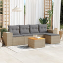 vidaXL 6-delige Loungeset met kussens poly rattan zwart