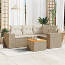 vidaXL 5-delige Loungeset met kussens poly rattan zwart