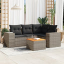 vidaXL 5-delige Loungeset met kussens poly rattan zwart