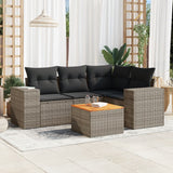 vidaXL 5-delige Loungeset met kussens poly rattan zwart