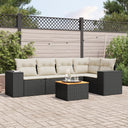 vidaXL 6-delige Loungeset met kussens poly rattan zwart