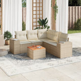 vidaXL 6-delige Loungeset met kussens poly rattan zwart