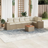 vidaXL 7-delige Loungeset met kussens poly rattan zwart
