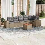 vidaXL 7-delige Loungeset met kussens poly rattan zwart