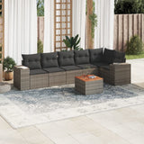 vidaXL 7-delige Loungeset met kussens poly rattan zwart