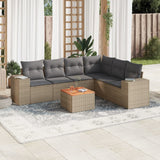 vidaXL 7-delige Loungeset met kussens poly rattan zwart