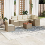 vidaXL 7-delige Loungeset met kussens poly rattan zwart