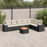 vidaXL 8-delige Loungeset met kussens poly rattan zwart