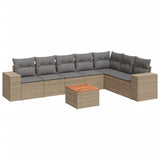 vidaXL 8-delige Loungeset met kussens poly rattan zwart