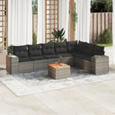 vidaXL 8-delige Loungeset met kussens poly rattan zwart