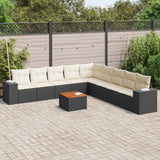 vidaXL 10-Piece Lounge Set with Cushions Poly Rattan Black