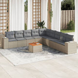 vidaXL 10-Piece Lounge Set with Cushions Poly Rattan Black