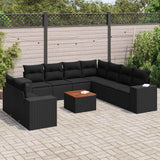 vidaXL 10-Piece Lounge Set with Cushions Poly Rattan Black