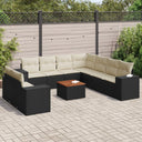 vidaXL 10-Piece Lounge Set with Cushions Poly Rattan Black