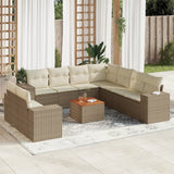 vidaXL 10-Piece Lounge Set with Cushions Poly Rattan Black