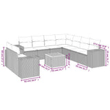 vidaXL 10-Piece Lounge Set with Cushions Poly Rattan Black