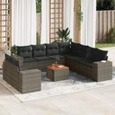 vidaXL 10-Piece Lounge Set with Cushions Poly Rattan Black