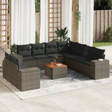vidaXL 10-Piece Lounge Set with Cushions Poly Rattan Black