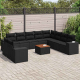 vidaXL 11-Piece Lounge Set with Cushions Poly Rattan Black