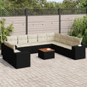 vidaXL 11-Piece Lounge Set with Cushions Poly Rattan Black