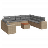 vidaXL 11-Piece Lounge Set with Cushions Poly Rattan Black