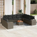 vidaXL 11-Piece Lounge Set with Cushions Poly Rattan Black