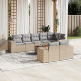 vidaXL 9-delige Loungeset met kussens poly rattan zwart